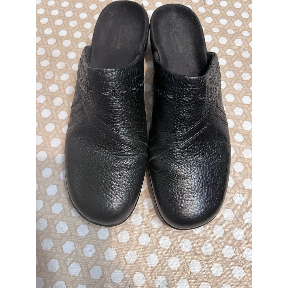 Clarks Women's Leather Mule Clogs Size 11M Black